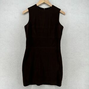 PARCHE PARIS Dress Size 4 Shift Microfiber Jumper Stretch Sleeveless Brown